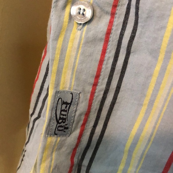 FUBU Size Large Button-Front Embroidered Logo on Back Striped Summer Spring - Picture 12 of 13